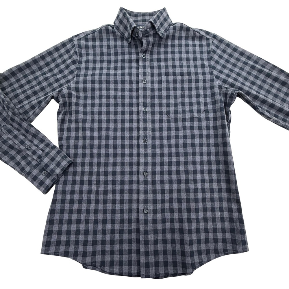 Mizzen+Main Shirt Mens S Gray Long Sleeve Button Up Flannel Check Slim Fit